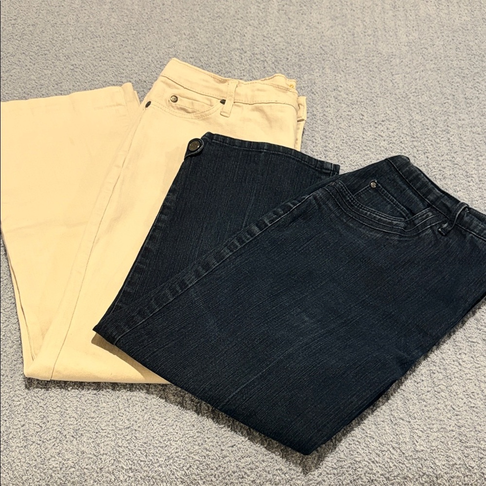 BNYJ Stylish Cream Jeans& Gloria Vanderbilt indigo Capris
